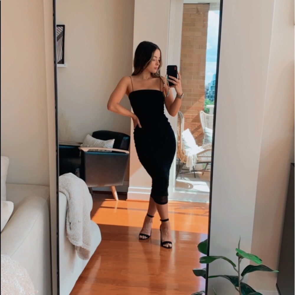 black windsor ruched dress